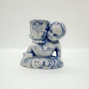 Vintage Porcelain Cherub Candlestick Holder Cottagecore Romantic Celestial